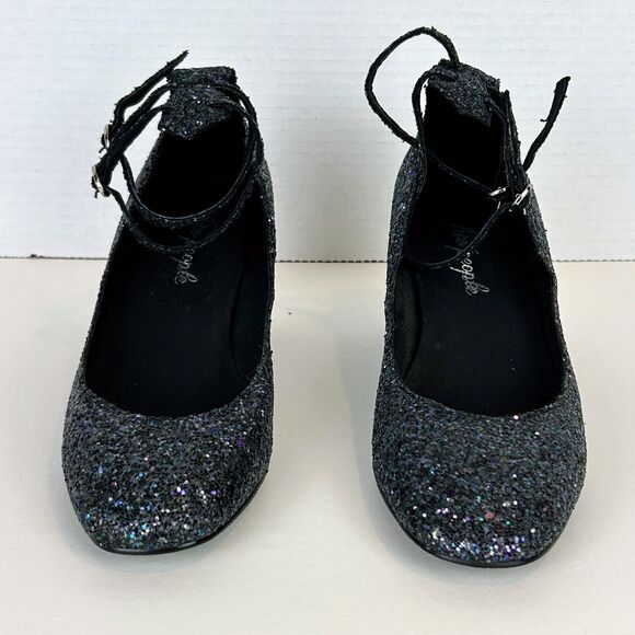 NWT Free People Lana Glitter Block 8 Heels Ankle Strap Blue Black Women's 38 7.5 - Picture 5 of 11
